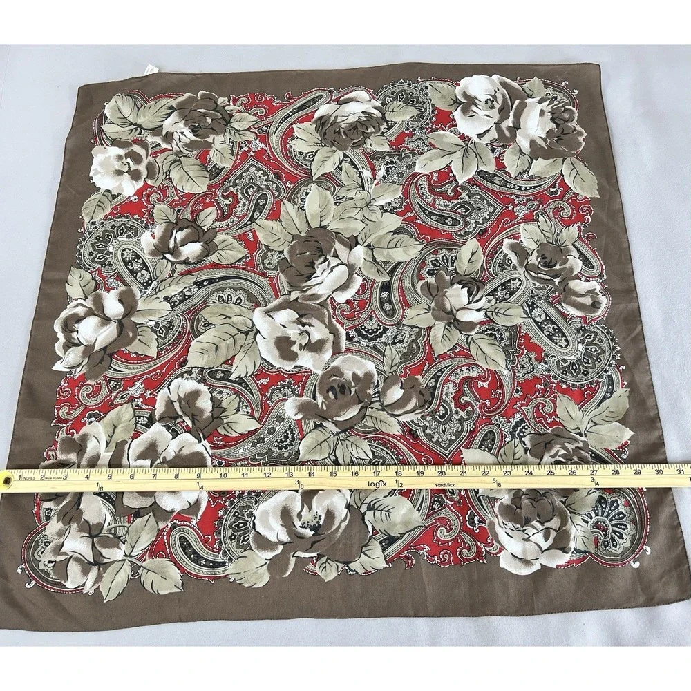 Vintage Made In‎ Italy Scarf Polyester Floral Multicolor 30